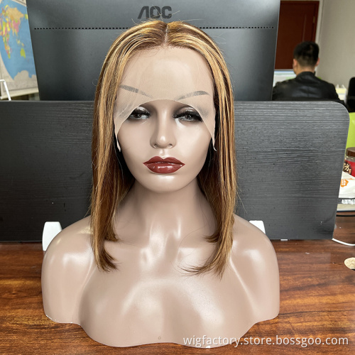 Cheap T part human hair bob wigs lace front,colored bob wigs human hair,highlight 4/27 straight bob human hair lace front wigs